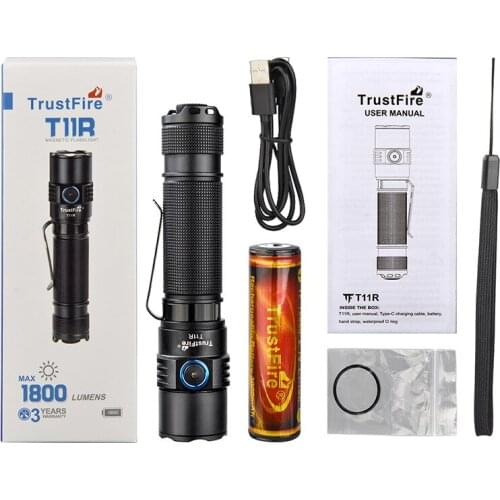 TrustFire T11R Tactical Flashlight CREE LED 1800LM LED Linterna with 18650 Battery for Outdoor Lighting ,Camping ,Self Defense