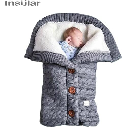 Warm Baby Sleeping Bag Footmuff Infant Button Knit Swaddle Cotton Knitting Envelope Newborn Swadding Wrap Stroller Accessory