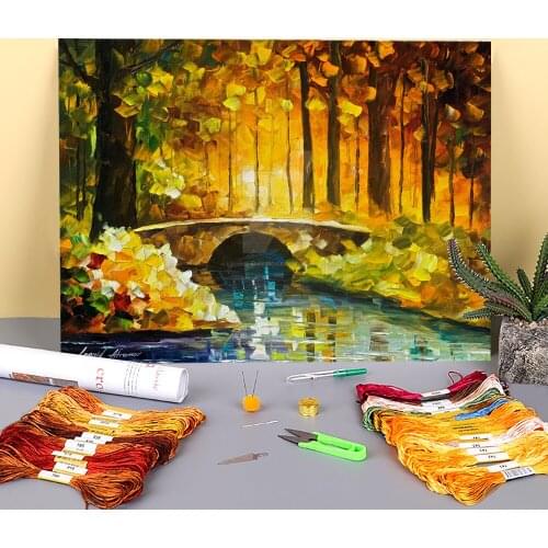 Morning Bridge Printed 11CT Cross Stitch Full Kit DIY Embroidery DMC Threads Craft Needlework Sewing Hobby Wholesale Mulina