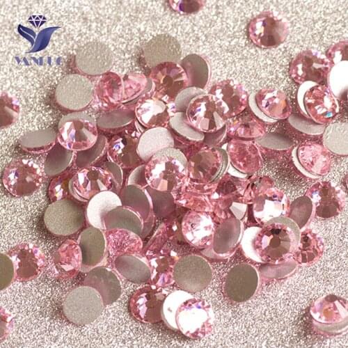 YANRUO 2058NoHF SS3-SS34 Light Rose Stones And Crystals Strass Non Hotfix Flat Back Nail Art Pink Rhinestones