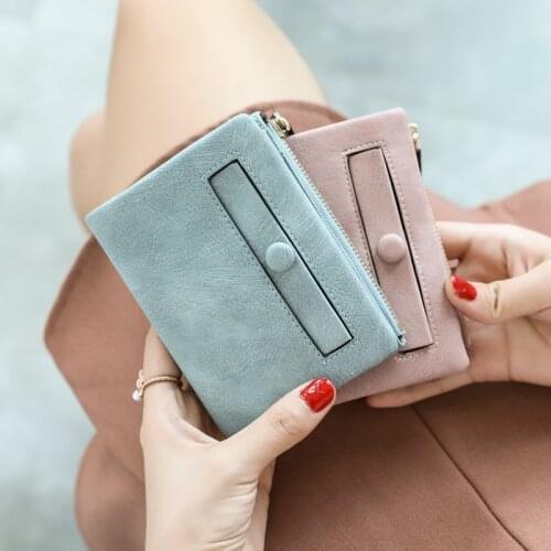 6-Color Women Lady PU Leather Wallets Fashion Korean Multifunctional Frosted Female Short Retro Coin Purse Clutch Card Holder
