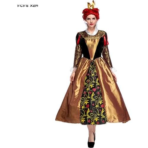 Woman Halloween The Queen of Hearts Costumes Female Alice in Wonderland Cosplay Carnival Purim Masquerade stage play party dress