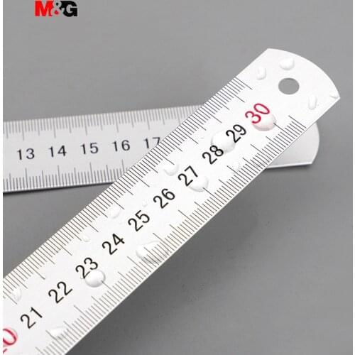 1Pc M&G Metal Ruler Ruler 20/30cm with Inch Graduations Student Office Supplies