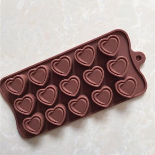 15 Even Double Layer Heart Silicone Chocolate Mold Ice Grid Mold XG658