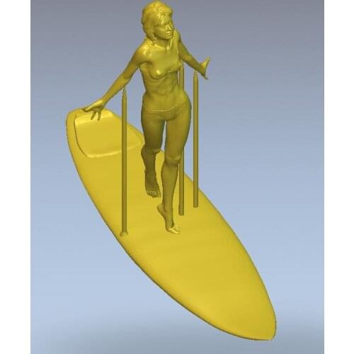 3d model relief for cnc in STL file format Woman in a canoe