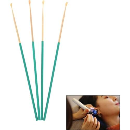 4Pcs Bamboo Wooden Ear Cleaner Spoon Anti-Skid Earpick Removal Ear Care Wood Coal Bamboo Spoon Ear Pick Tool Ear Cleaner