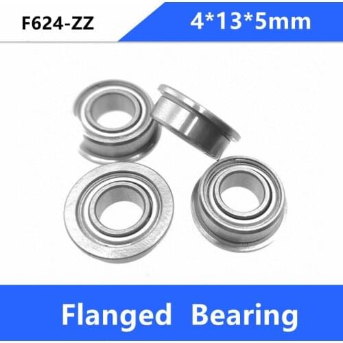 50/100pcs Flanged bearing F624ZZ F624Z F624-ZZ Z 4x13x5mm miniature flange deep groove ball bearings F624-2Z 4*13*5