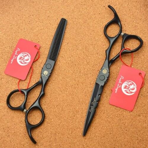 505# TOPPEST 5.5 Inches Black Hairdressing Scissors JP 440C 62HRC Home & Salon Cutting Scissors Thinning Shears Hair Scissors