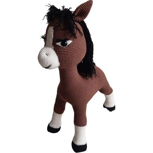 Amigurumi Organic Knitting Toys Horse Brown 45 Cm