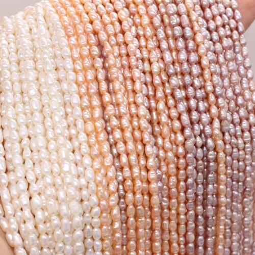 Natural Freshwater Pearl Beads Rice shape Loose isolation Beads For jewelry making DIY necklace bracelet accessories size 3-4mm
