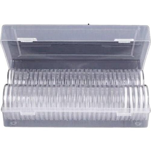 Hot 46 mm Coin Capsules Plastic Round Coin Holder Case and 7Sizes (16/20/25/27/30/38/46mm) Protect Gasket