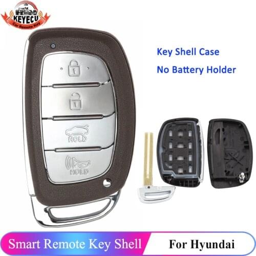 KEYECU 4 Button Smart Remote Key Shell Case for Hyundai IX25 IX35 Sonata Tucson 2014 2015 2016 2017 2018 No Battery Holder