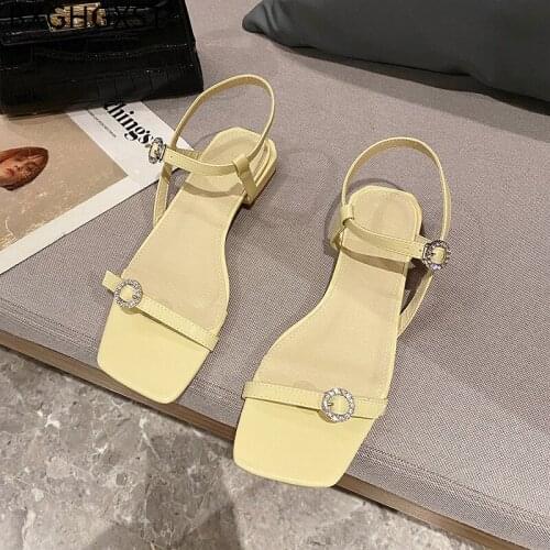 Black Women Sandals Summer 2021 Female Shoes Woman Leather Sandals Women Low Heels Sandals Woman Block Heels Chaussure De Femme