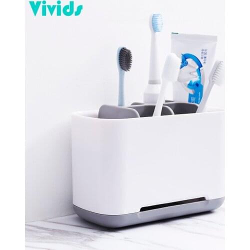 Toothbrush Holder Bathroom Storage Shelf Plastic Containers Tootbrushes Organizer Accessories Makeup Dental Brush Rack Cosmetics