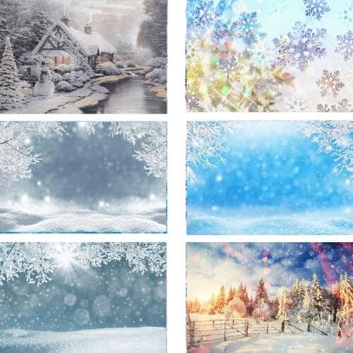 New Year Winter Snowflake Photography Background Glitter Bokeh Snowfield PhoneChristmas Snow Backdrops for Photo Studio