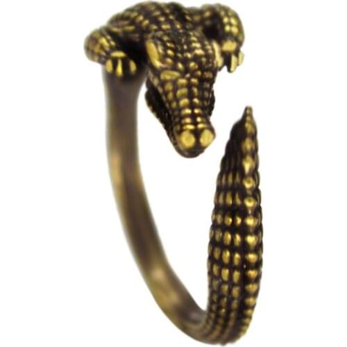 QIAMNI Hippie Chic Adjustable Alligator Wild Crocodile Animal Rings for Women Girls Men Unique Christmas Gift Birthday Jewelry