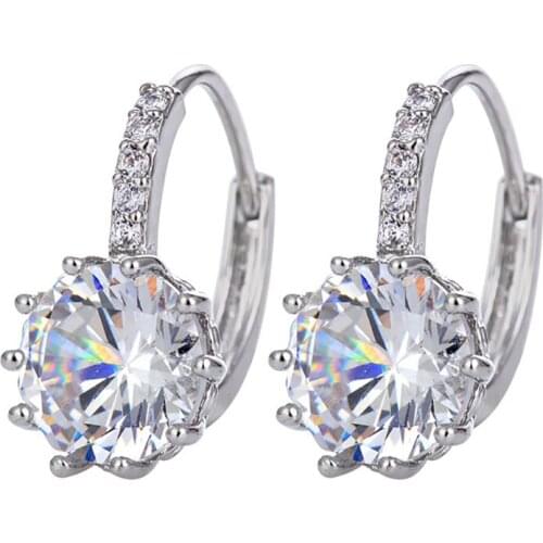 Korean Earrings 2021 Trend Fashion Jewelry Round Luxury Crystal Zircon Small Stud Earrings For Women Accessories