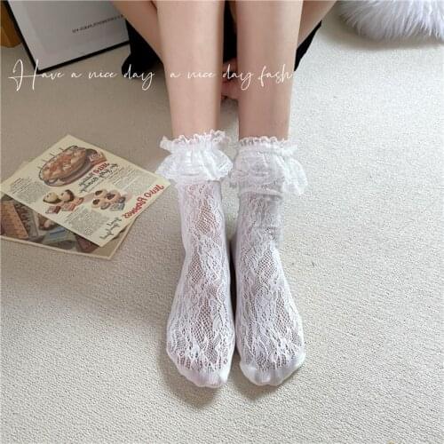Lace jacquard jk girl summer wind pure color fishnet stockings brief paragraph fishnet stockin