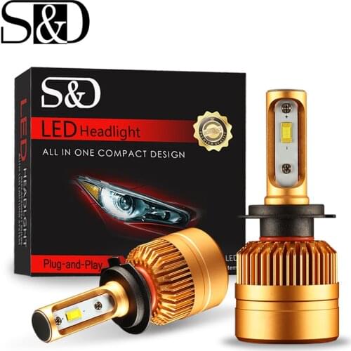 S&D 2Pcs H4 LED H7 H11 H8 9006 HB4 H1 H3 HB3 H9 H27 880 881 9005 Led Car Headlight Bulbs Lamp 12000LM Auto Fog Lights 6000K 12V