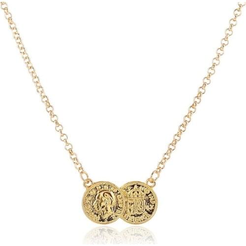 Fashion Boutique Coin Sweater Chain Womens Fashion Metal Coin Head Coin Exaggerated Necklace wholesale