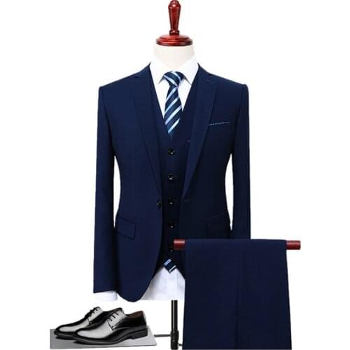 Fashion Style 3 Pieces Suit Men Korean Fashion Business Mens Suits Designers 2020 Slim Fit Wedding Suits For Men Size