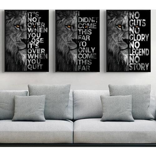 Wild Lion Letter Motivational Quote Art Posters and Prints on Canvas Painting Decorative Home Decor Picture for Office Wall Art