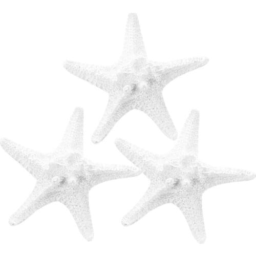 New Fashion 3Pcs Resin Starfish Tropical Ornament Beach Ocean Sea Star Creative Home Party Decoration(White)
