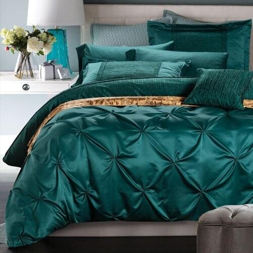 New Luxury Royal Bedding set Imitate Silk Cotton Pleated King Queen Size Wedding Bed set Duvet cover Bedlinen Pillowcase 4/6Pcs
