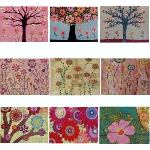 Oil Painting Placemat for Dining Table Heat-resistant Anti-slip Table Mat Bowl Coaster Tableware Pad Home Accessories