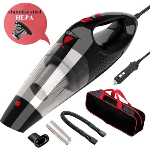 2020 New Stainless Steel Hepa Filter Car Vacuum Cleaner Portable Handheld Auto Vacuum Cleaner Wet Dry Dual Use With LED light