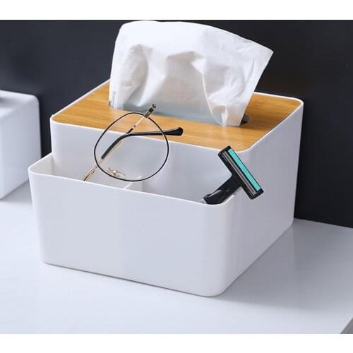 Japan Style Wooden Tissue Box Bathroom Toilet Paper Dispenser Container Tissue Holder Remote Controller Case Home Organizer