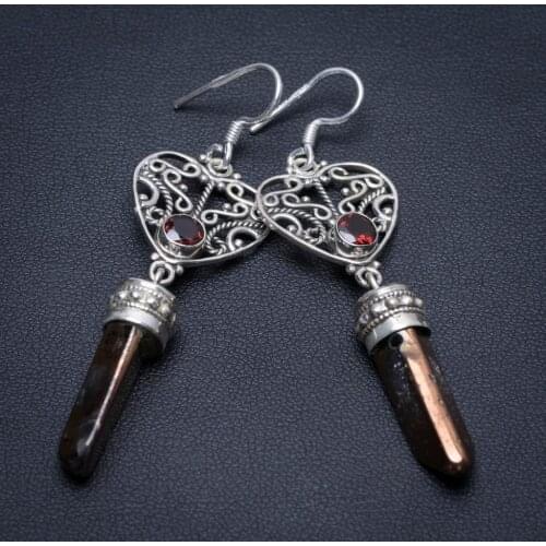 Natural Aura Quartz and Amethyst Handmade 925 Sterling Silver Earrings 2 1/2" S1737