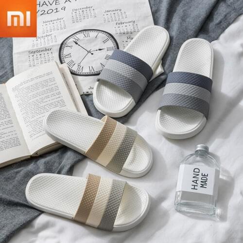 Beach Slippers Summer Non-slip Flip Flops Male Soft PVC Slides Outdoor Color Stripes Sandals Mens Xiaomi 2021 New
