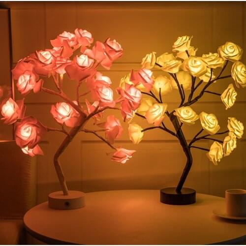 Led lamp Rose Flower Tree Shape USB Port and Battery Powered Decorative LED Table Lights Parties,Xmas,Wedding H 45cm Night Light