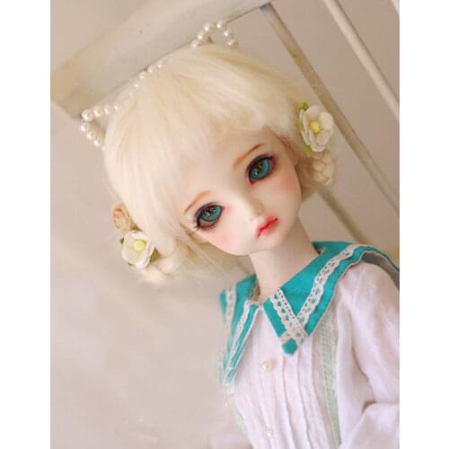 [wamami] Cream Wool Wig Hair For 1/3 1/4 1/6 1/8 1/12 SD DZ MSD AE Pukifee Lati BJD Dollfie