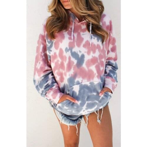 Women Tie Dye Hoodie 2020 Spring Front Pocket Tie Dye Sweatshirt Korea Style Hoodie Oversize Teen Hip Hop Popping Leopard Hoody