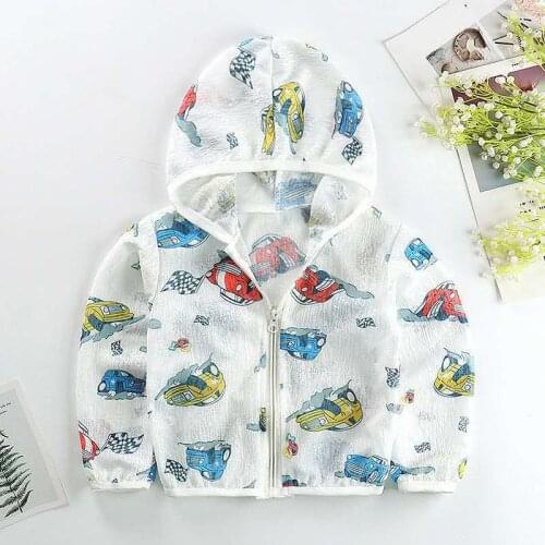 ZWF796 Childrens Hooded Sun Protection Clothing Summer Autumn Baby Boys Girls Thin Suncreen Coat Kids Beach Seaside Sun Jackets