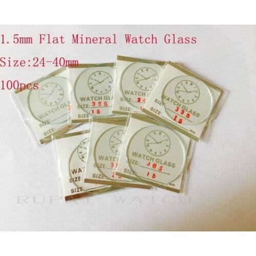 100pcs 1.5mm 25 to 40mm Flat Mineral Watch Crystal/Glass in Good Quality for Watchmakers