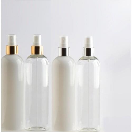 15pcs 400ml Gold Aluminum Sprayer Pump Bottles PET Cosmetic Containers Plastic Perfume Bottle With Mist Sprayer 400cc Skin Care