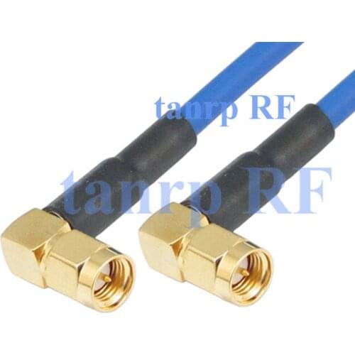 20inch SMA male plug to SMA male both right angle RF adapter connector 50CM coaxial Flexible blue jacket jumper cable RG402