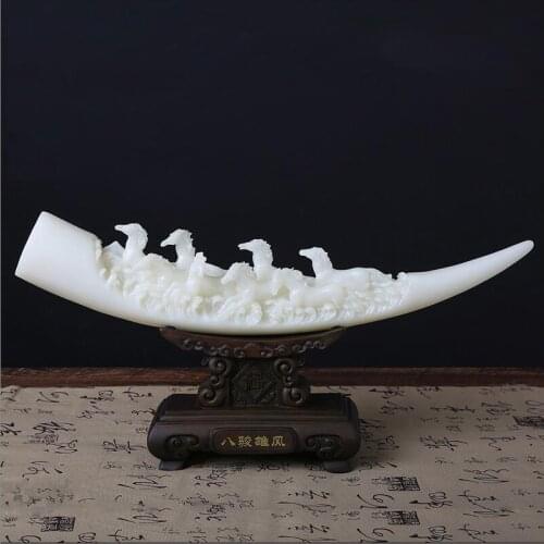 2020 IVORY FIGURINES SCULPTURES HORSE ARTWORK HOTEL BAR HOME FURNISHING DECORATION CRAFTS LIVINGROOM OFFICE LUCKY ORNAMENTS