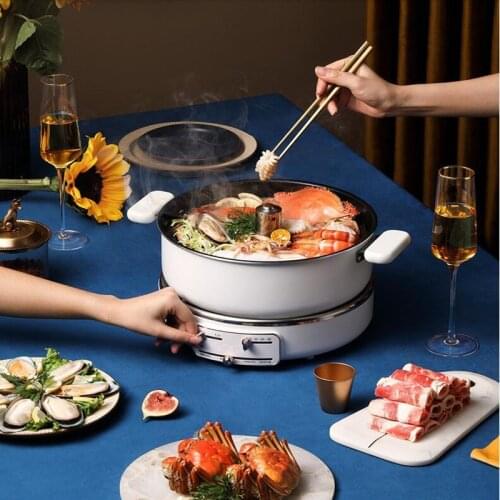 220V 5L Automatic Lift Electric Hot Pot Non-Stick Multi Cooker Sugar-free Rice Cooker with Frying Pan Hot Pot Electric Hot Pot