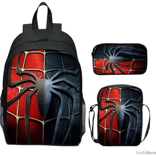 Spiderman Backpack Men Zipper Rucksacks Kid Shoulder Bag Schoolbag PencilCase Women High Quality Travelbag 3pcs Set