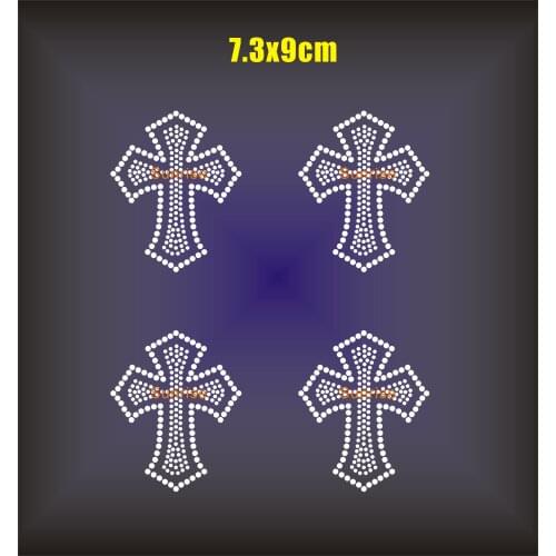 Small cross hot fix rhinestone transfer motif iron on strass applique
