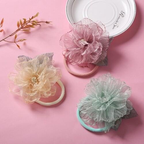 50 Pcs/Lot,Cute Baby Handmade Nylon Elastic Hairbands,Newborn Lace Flower Nylon Headbands,Children Girls Hair Accessories