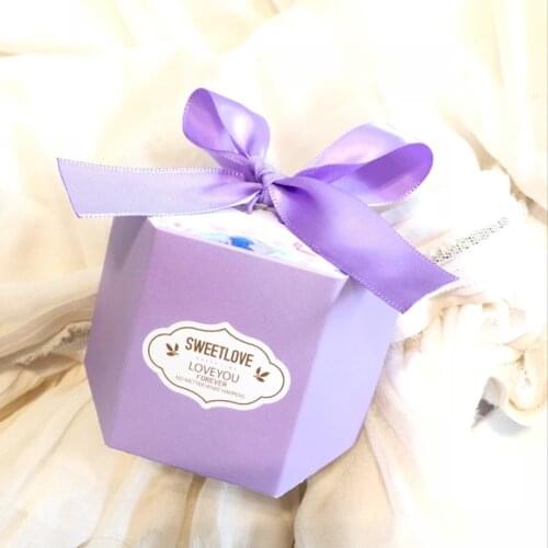50pcs lot Unique Paper Pink Purple Theme Wedding Favor package Engagement Marriage day Chocolate boxes Party candy box