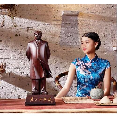 50CM Large # Asia China best Business foreign decoration Great leader Chairman Mao Rosewood Handmade portrait carving art statue