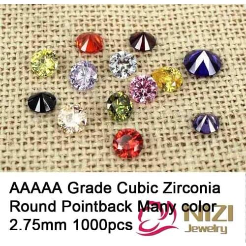 AAAAA Grade Brilliant Cuts Cubic Zirconia Beads Supplies For Jewelry 2.75mm 1000pcs Round Pointback Stones Nail Art Decorations