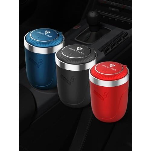 Car Ashtray with LED Light Push Type Auto Vehicle Cigarette Ashtray Auto Vehicle Cigarette Ashtray Holder Interior Decoration