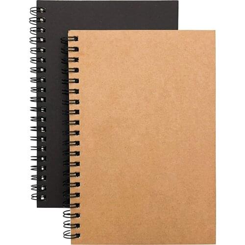 Notebook Spiral Sketchbook Diary Drawing Painting Graffiti 18X12cm Kraft Paper Cover Blank Paper Notebook for School Supply